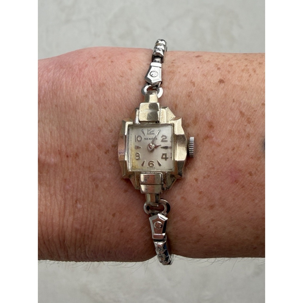 Vintage‎ Benrus Art Deco Ladies Watch • Silver Tone • Mechanical Wind-Up